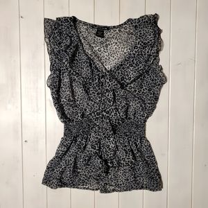 Charlotte Russe gray leopard sleeveless blouse